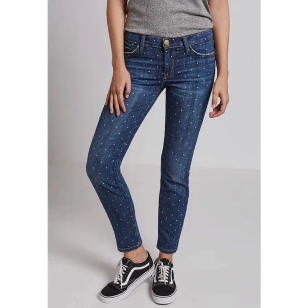 Current Elliott The Stiletto‎ Embroidered White Stars Jeans